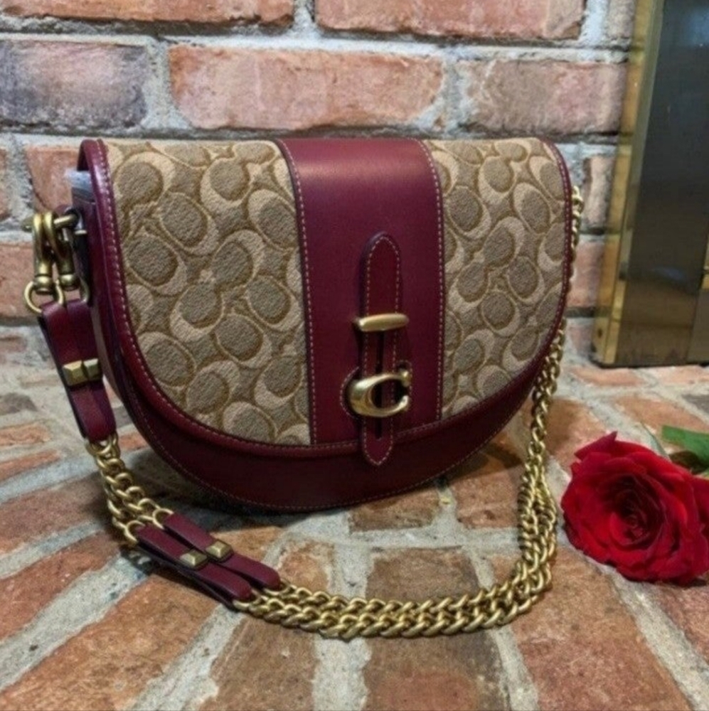 COACH BAG 47928 SADDLE SIGNATURE RARE PURSE LEATHER HANDBAG